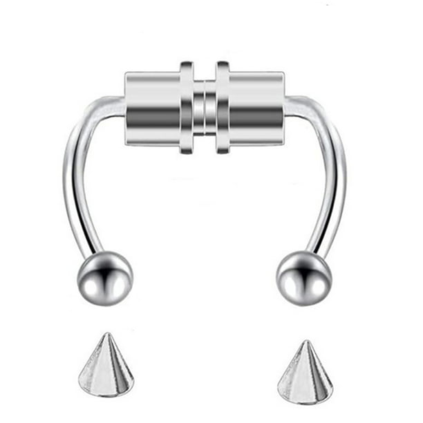 925 Sterling Silver Fake Septum Clicker Hanger Clip On Nose Ring Wire and Ball 